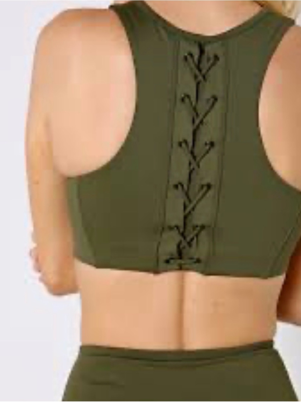 Splits59 Olive Lace-Up Racerback Crop Top